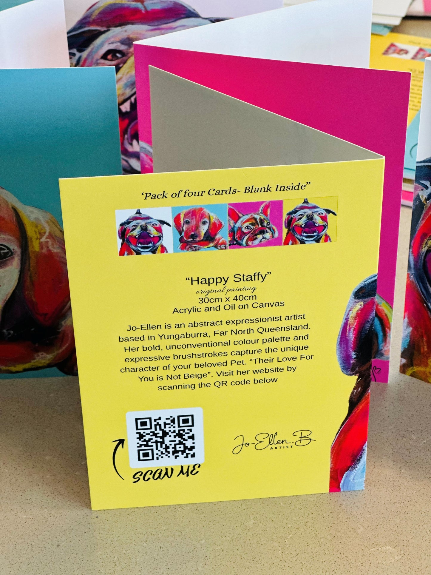 Pack of 4 Cards from the Pet Portrait Painting